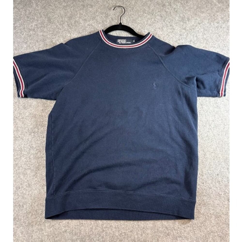 VTG 90s Polo Ralph Lauren Short Sleeve Sweatshirt Mens M Navy Crewneck Preppy
